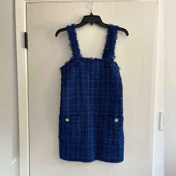 ZARA Blue Textured Pinafore Dress, Size: S - Picture 5 of 7